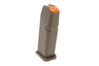 Glock 19 Factory 9mm Magazine 15 Round in OD Green is constructed of a durable polymer